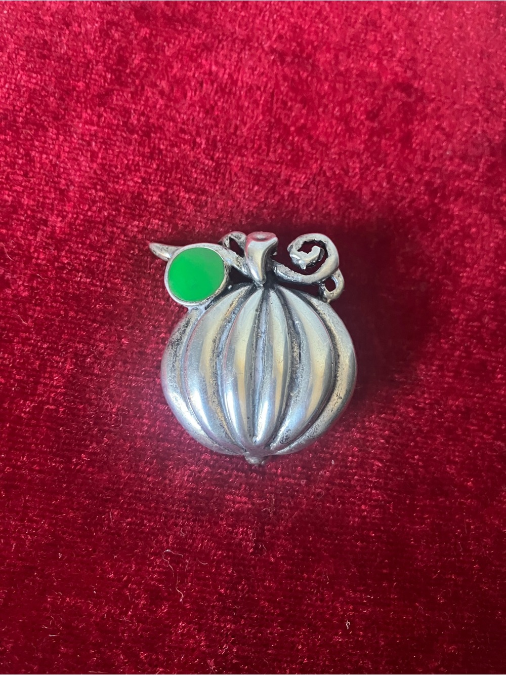 Vintage BEST Type Pumpkin Brooch Pin Fall Leaf Pin Halloween Green Enamel.